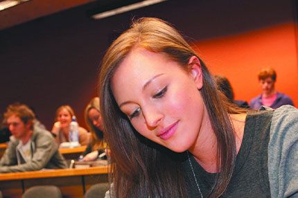 Female student during class