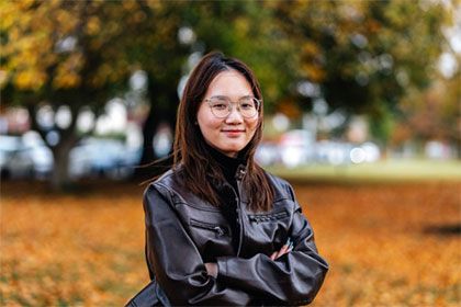 Female student outside smiling