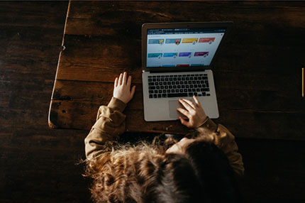 Person studying remotely