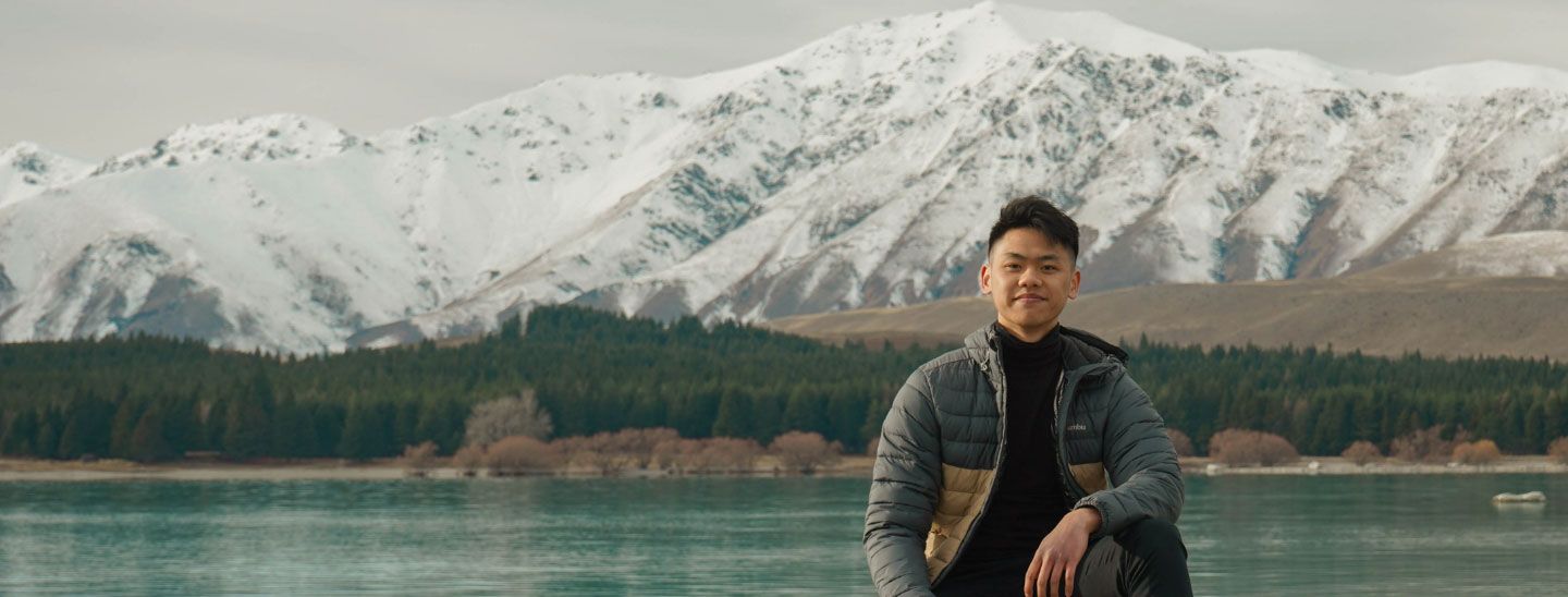 Student mountains snow