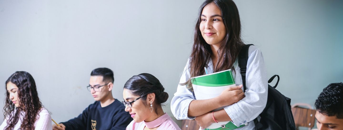 Students classroom working exam