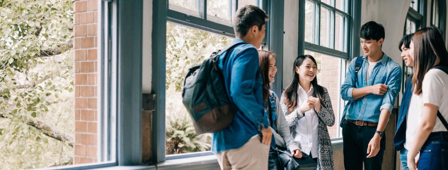 Students gathering on campus