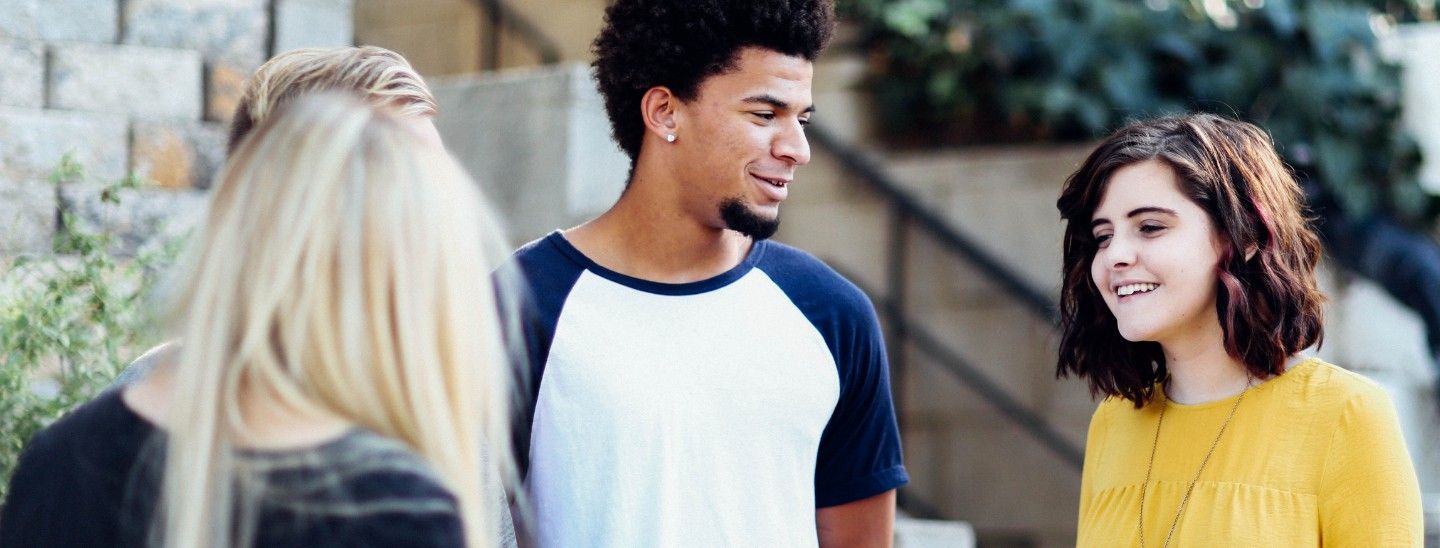 Students talking outside