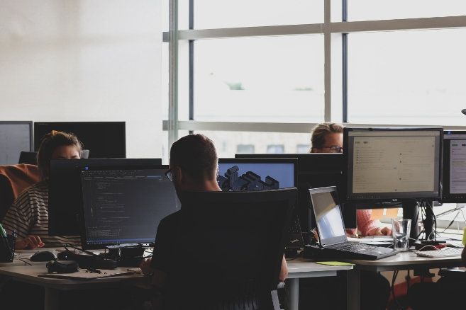 Students working computer lab