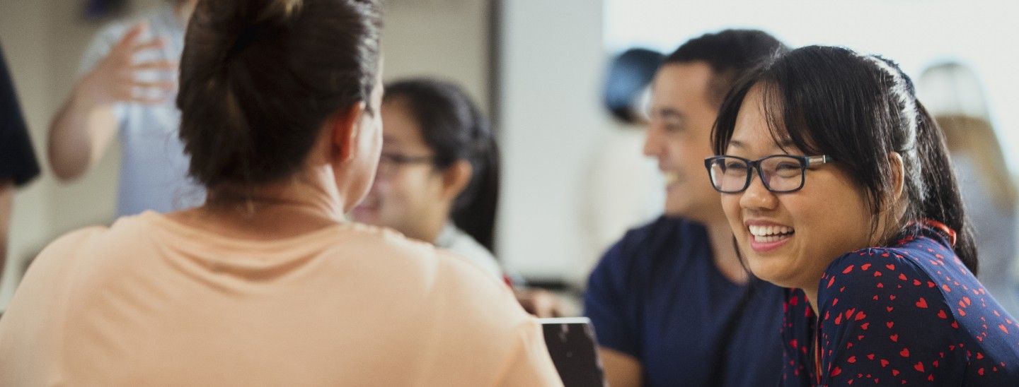 Students working together on campus