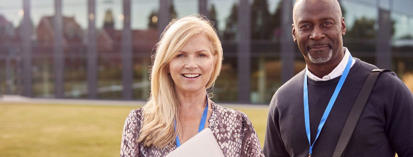 Teachers staff on campus