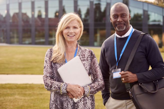 Teachers staff on campus